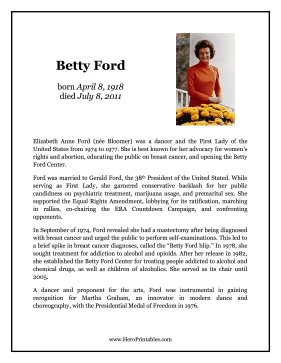 Betty Ford Hero Biography