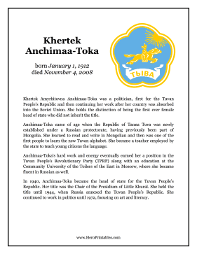 Khertek Anchimaa-Toka Hero Biography