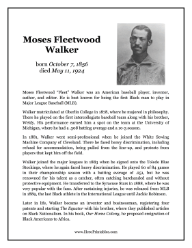 Moses Fleetwood Walker Hero Biography
