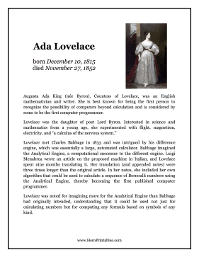 Ada Lovelace Hero Biography