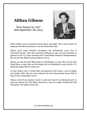 Althea Gibson Hero Biography