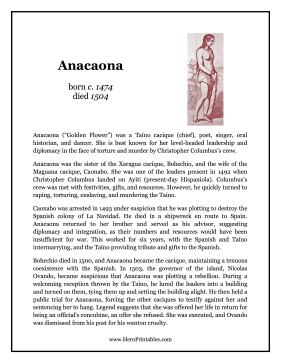 Anacaona Hero Biography