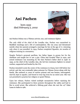 Ani Pachen Hero Biography