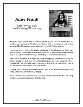 Anne Frank Hero Biography
