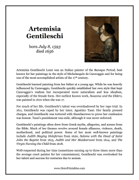 Artemisia Gentileschi Hero Biography