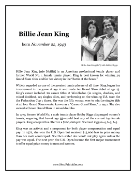 Billie Jean King Hero Biography