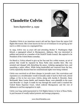 Claudette Colvin Hero Biography