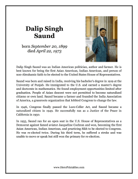Dalip Singh Saund Hero Biography