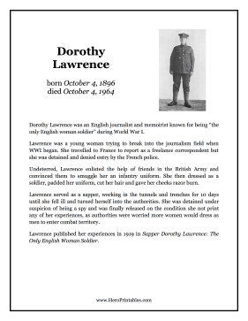 Dorothy Lawrence Hero Biography