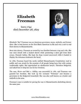 Elizabeth Freeman Hero Biography