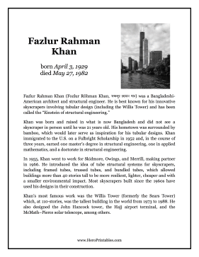 Fazlur Rahman Khan Hero Biography