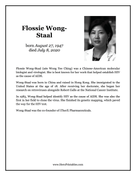 Flossie Wong-Staal Hero Biography