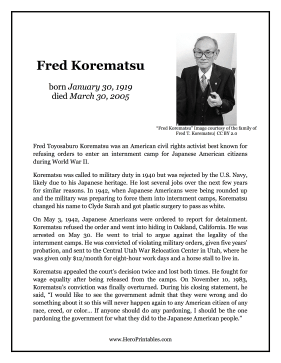 Fred Korematsu Hero Biography