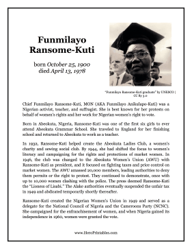 Funmilayo Ransome-Kuti Hero Biography