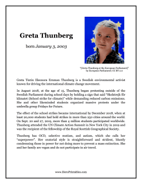 Greta Thunberg Hero Biography