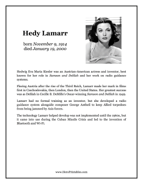 Hedy Lamarr Hero Biography