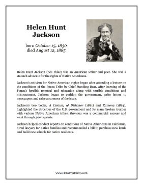 Helen Hunt Jackson Hero Biography