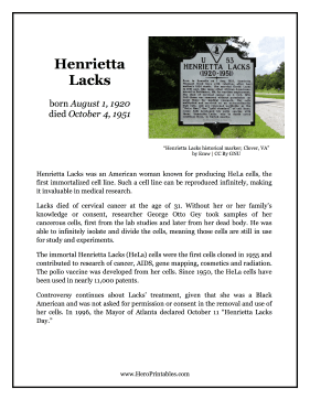 Henrietta Lacks Hero Biography