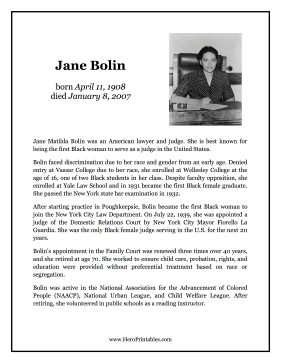 Jane Bolin Hero Biography