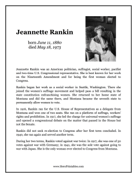 Jeannette Rankin Hero Biography