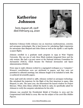 Katherine Johnson Hero Biography