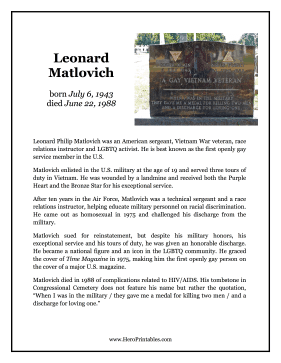 Leonard Matlovich Hero Biography