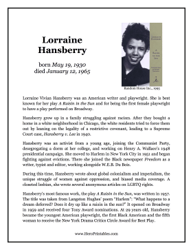 Lorraine Hansberry Hero Biography