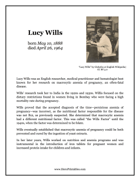 Lucy Wills Hero Biography