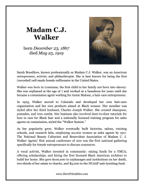 Madam CJ Walker Hero Biography