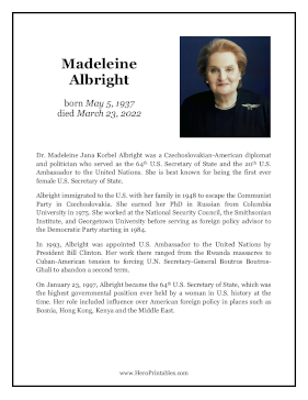 Madeleine Albright Hero Biography