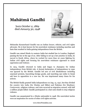 Mahatma Gandhi Hero Biography