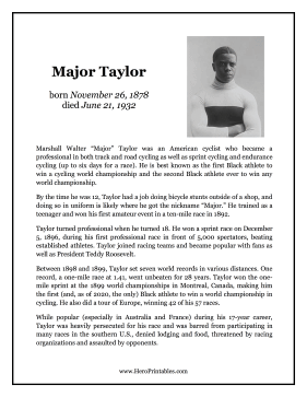 Major Taylor Hero Biography