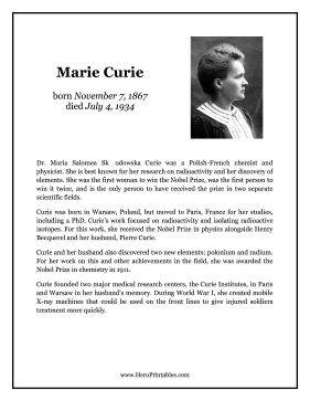 Marie Curie Hero Biography