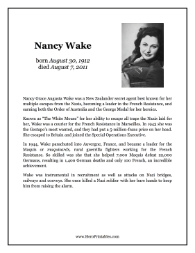 Nancy Wake Hero Biography