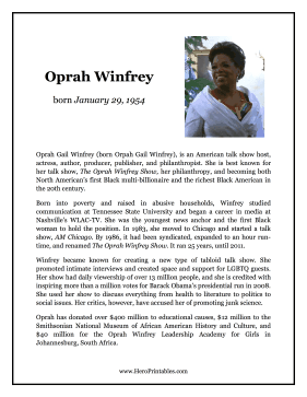 Oprah Winfrey Hero Biography