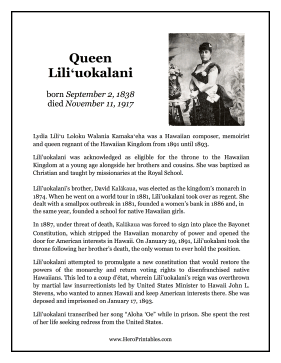 Queen Liliuokalani Hero Biography