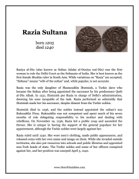 Razia Sultana Hero Biography