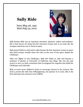 Sally Ride Hero Biography