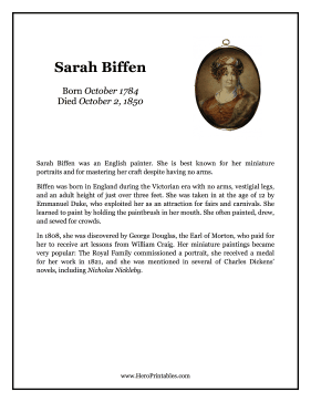 Sarah Biffen Hero Biography