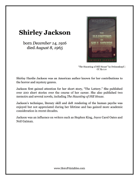 Shirley Jackson Hero Biography