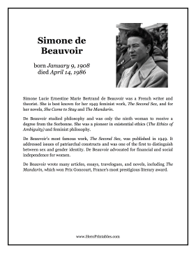 Simone de Beauvoir Hero Biography