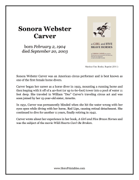 Sonora Webster Carver Hero Biography