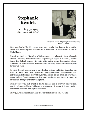 Stephanie Kwolek Hero Biography