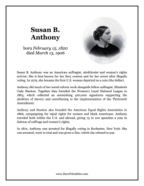 Susan B Anthony Hero Biography