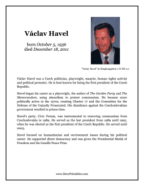 Vaclav Havel Hero Biography